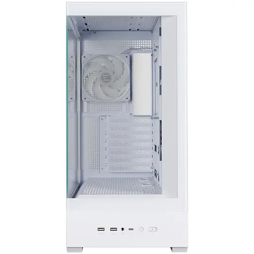 Корпус Zalman P40 DS, White, Mid Tower, без БЖ, для ATX / Micro ATX / Mini ITX, 1xType-C / 2xUSB 3.0, макс. CPU - 165 мм / VGA - 420 мм, 4x120 мм ARGB, бічна та передня панелі із загартованого скла, LCD екран (CPU / GPU / Time) - фото 4