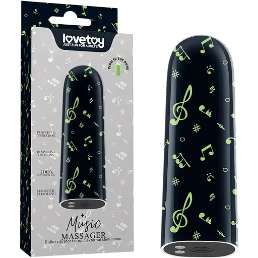 Вібратор для клітора Lovetoy Music Massager Glow In The Dark 8.5 см чорний