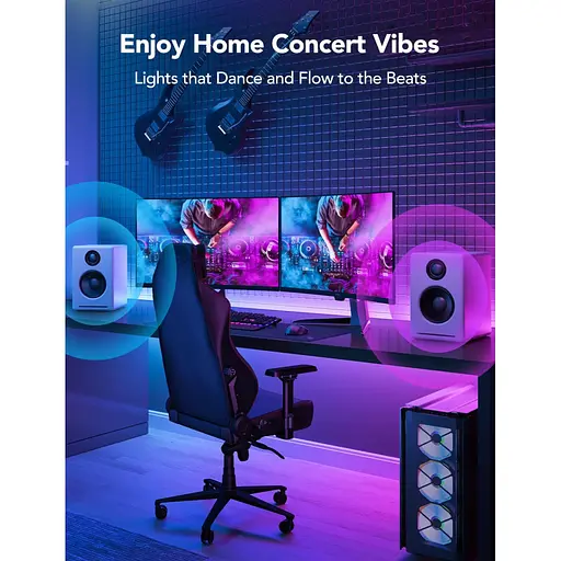 Світлодіодна стрічка Govee H100E LED Compatible extension of H61E1, 1.0m, RGBIC , WI-FI/Bluetooth, white (H100E0D1) - фото 6