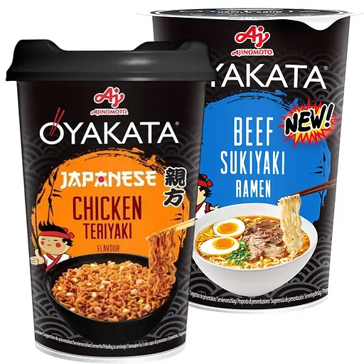 Набор: Лапша быстрого приготовления Oyakata Yakisoba Teriyaki Chicken 96 г Суп быстрого приготовления Oyakata Ramen Beef Sukiyaki 63.5 г
