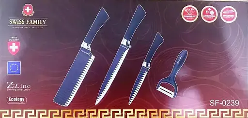 Универсальный набор ножей из нержавеющей стали 4 предмета Swiss Family SF-0239 кухонные ножи - фото 4