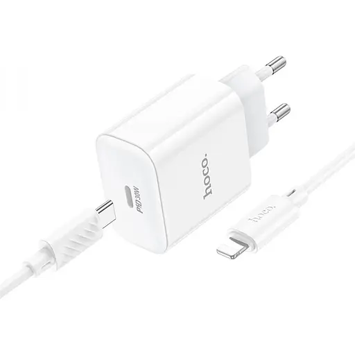 Комплект зарядного устройства Hoco C76A Pro 1Type-C PD/QC 30W PPS Type-C to Lightning White - фото 3