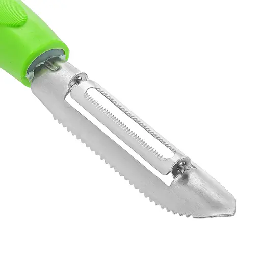 Ніж 2в1 економка овочечистка рибочистка велика з пластмасовою ручкою для очищення овочів і фруктів 20.5 см, Kitchette Салатовий 84409 - фото 6