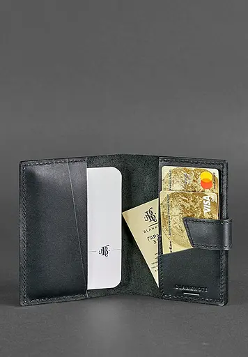 Шкіряна обкладинка для паспорта 4.0 чорна - фото 3