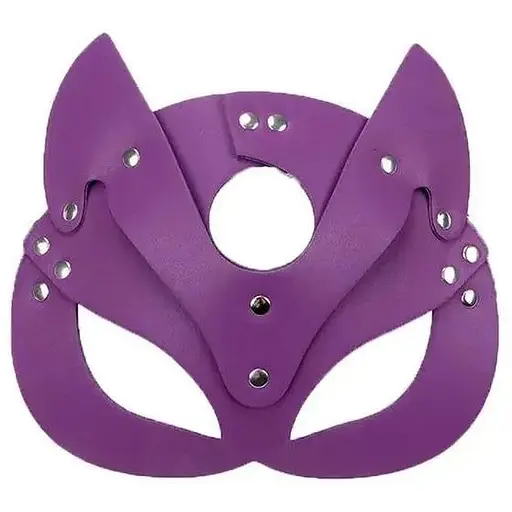 Маска кішки з екошкіри для рольових ігор One Size фіолетова