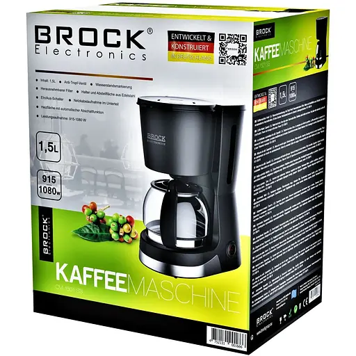 Кофеварка BROCK CM 1501 SS капельная 1.5 л 915-1080 Вт молотая черная - фото 2