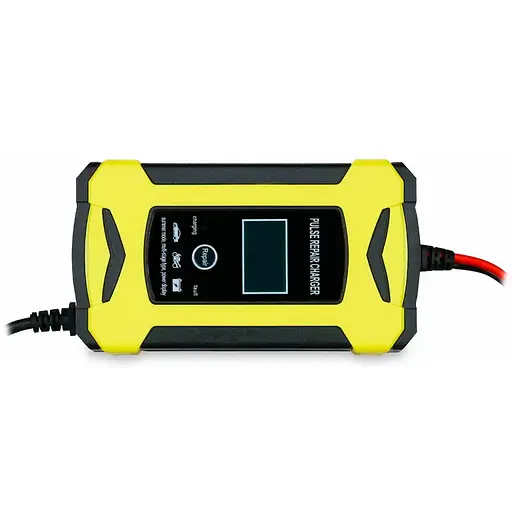 Автомобільний зарядний пристрій Foxsur 12V 6A для акумуляторів з дисплеєм LCD (Жовтий) - фото 6