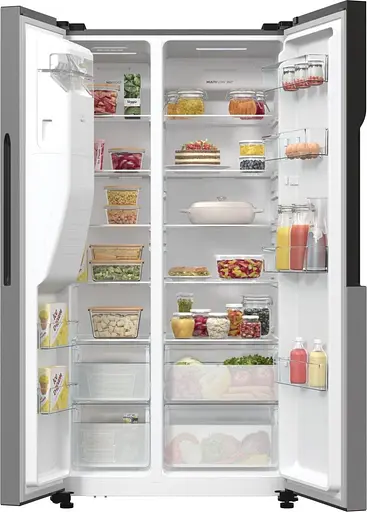 Холодильник Gorenje SBS, 179х70х92 см, 2 двери, 376(190) л, А++, NF+, инвертор, зона освещения, диспенсер, генератор льда, внешний дисплей, нержавеющая сталь - фото 4