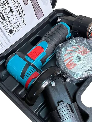 Болгарка акумуляторна міні 2 АКБ 2 диски кутова шліфувальна машина з кейсом 12 Вт Синий - фото 8