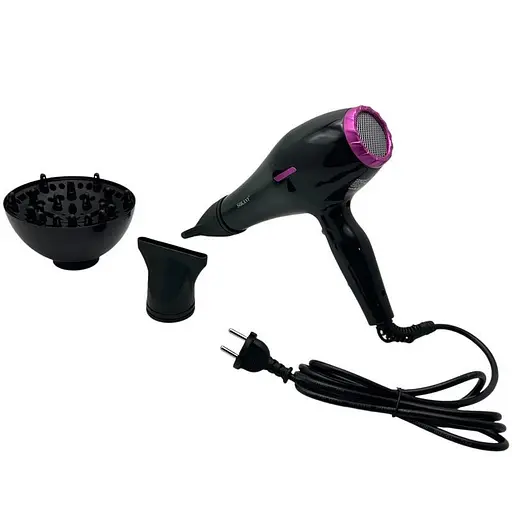 Фен для сушіння волосся Sokany SK-14002 концентратор дифузор 2 швидкості 2 режими роботи Чорний 2400 Вт - фото 3