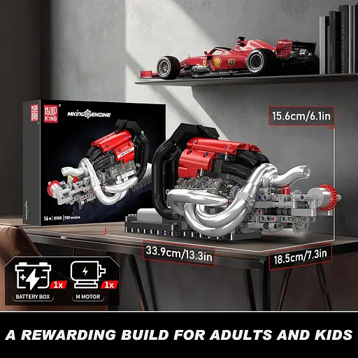 Конструктор двигун Mould King STR13 FORMULA ONE V6  Engine   моторизований дитячий мотор 980 деталей - фото 3