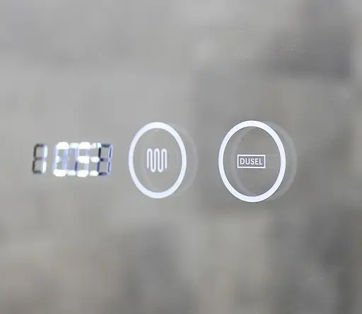 Дзеркало Dusel Led DE-M0065D Black 80x65 см сенсорне включення + підігрів годинник/темп, Чорний - фото 5
