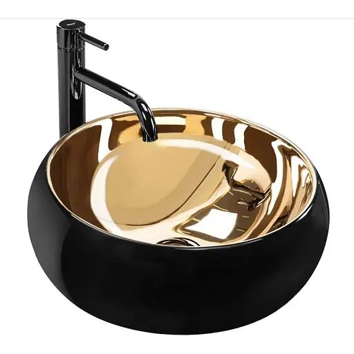 Умивальник Rea Luna black matt gold накладний REA-U3306, Золотий - фото 1