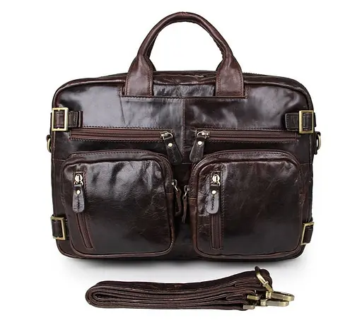 Чоловіча шкіряна сумка John McDee 38х13х29 см sum0026644 - фото 2