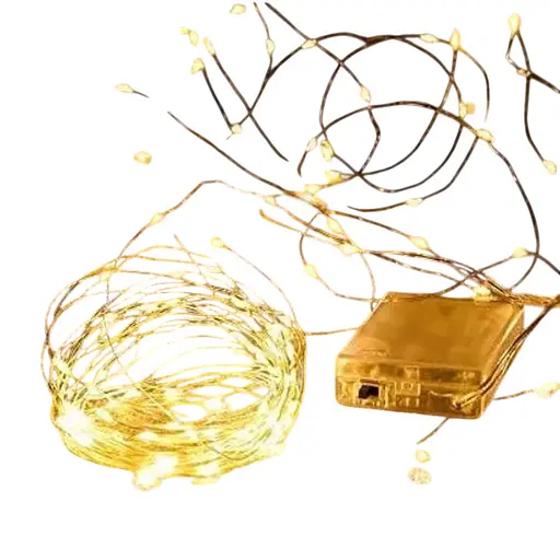 Светодиодная гирлянда нить проволка капля росы 2м 20led БАТАРЕЙКИ Warm White