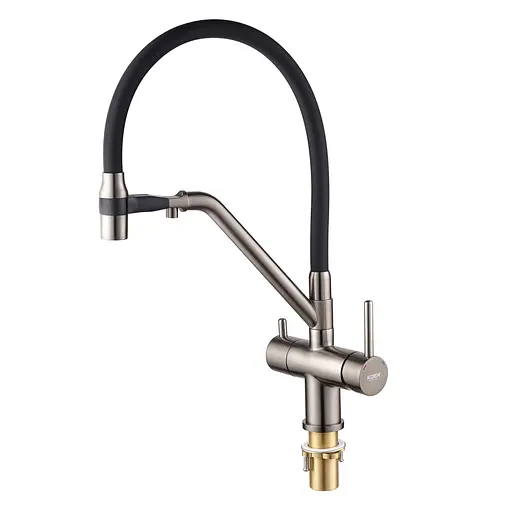 Смеситель для кухни на две воды с гибким изливом Koer KB-72006-07 KR3382 Графит - фото 2