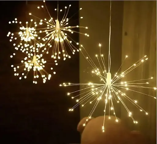 Гірлянда-штора Пучок Феєрверк 3 х 0.6 м Новорічна гірлянда штора 1000 LED від мережі 220В 8 режимів Тепло білий - фото 3