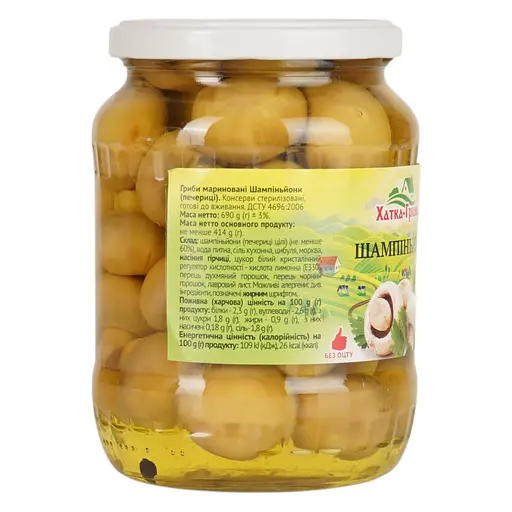 Гриби Шампіньйони Хатка - Грядка цілі мариновані скло 720 мл - фото 3