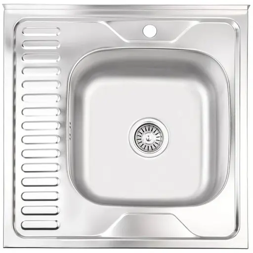 Кухонная мойка Brinex 6060-R 0.6 мм, накладная BRIN6060RSAT06 - фото 1
