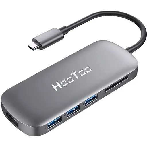 Хаб адаптер Hoob HooToo Usb-C 3.1 with Type C Charging Port HDMI Output Card Reader, 3 Usb 3.0 Ports HT-UC001 - фото 1
