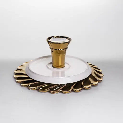 Тортовница фарфоровая на ножке Yiwu Tiffany 25х25х10 см круглая подставка для торта капкейков пирожных десертов праздничная посуда ML2047 - фото 4