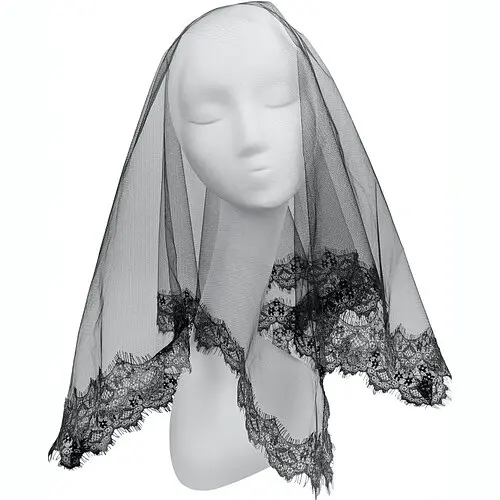 Фата Готическая с серебристым кружевом - фото 1