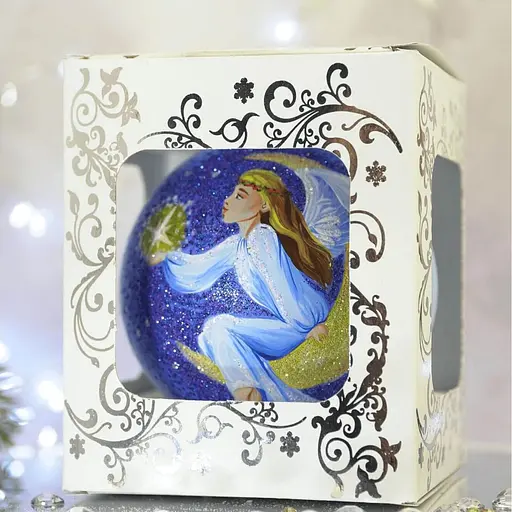 Ялинкова прикраса Санта Шоп Янгол на місяці скло (4820001106756) - фото 3