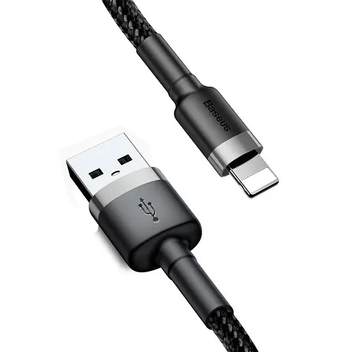 Кабель Baseus Cafule Cable USB For Lightning 2.4A 0.5m Gray+Black - фото 4