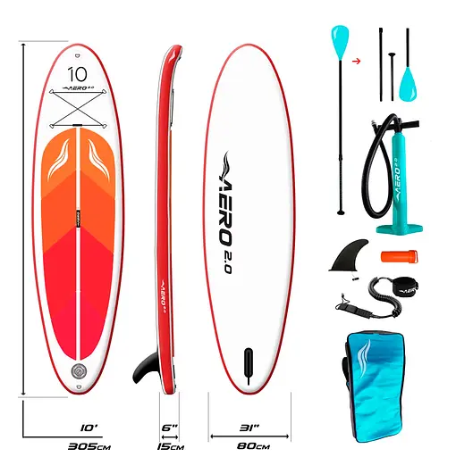 Надувна SUP дошка Aero Board 2.0 (305х15х80см) 10' Red Orange - фото 2