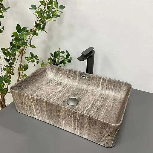 Умивальник VBI Arabba M dark stone matt накладний VBI-013503, Коричневий - фото 1