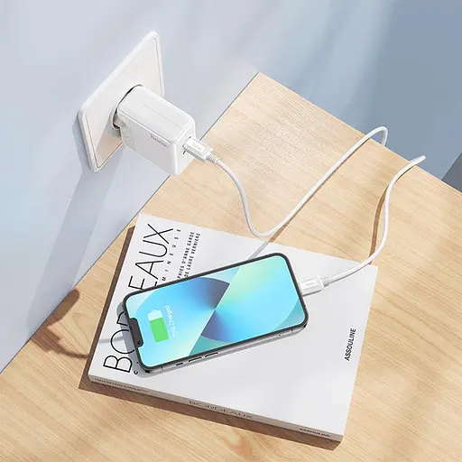 Зарядний пристрій Hoco C110A Lucky 35 Вт 2 виходи спідн-с + кабель Type-C Lightning - фото 7