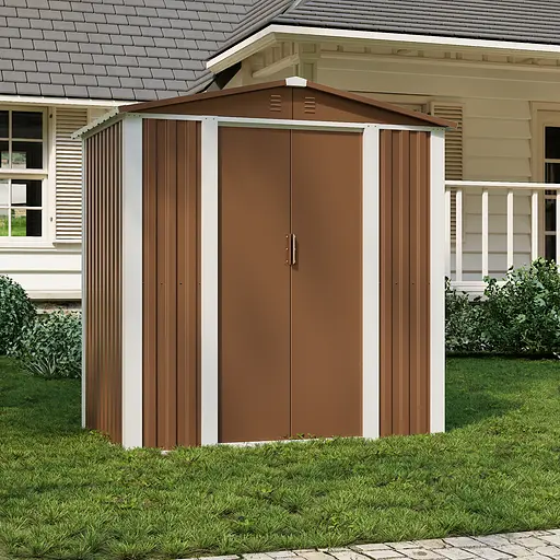 Хозблок-сарай металлический DS-02 с двускатной крышей 185х180х120 см (ВхШхГ)Коричневый - фото 1