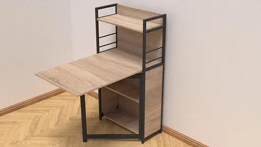 Стол книга с этажеркой Практик 1 Ferrum-decor 1200x640x990 Черный металл ДСП Дуб Сонома 16 мм (FRD-104614) - фото 3