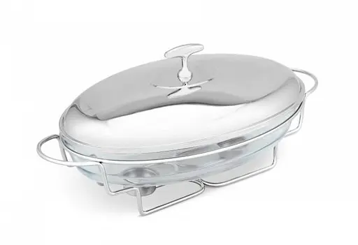 Мармит овальный настольный подогреватель еды Edenberg EB-1443 3 л термостойкая стеклянная посуда с подогревом - фото 1