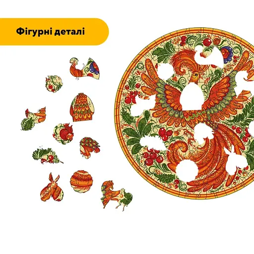 Деревянный пазл Декоративная Роспись Жар-птица, А4, Деревянная коробка 100 элементов - фото 3