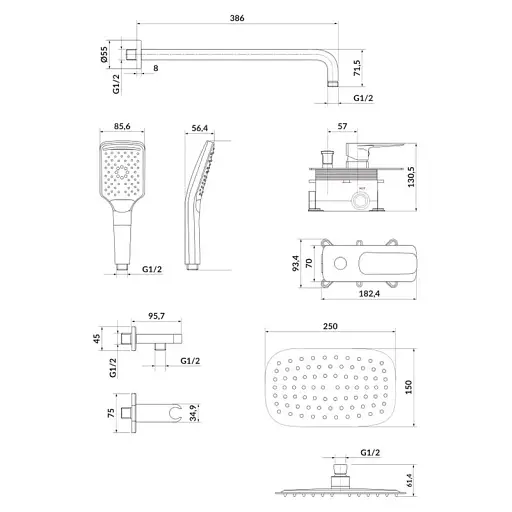 Комплект для ванни та душу прихованого монтажу Cersanit Larga S952-029 СЕТ B342 зі змішувачем Хром 30412 - фото 3