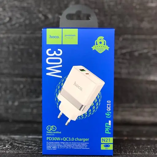 Зарядний пристрій Hoco N21 Topspeed USB-A + USB-C 30W білий (6931474757777) - фото 2