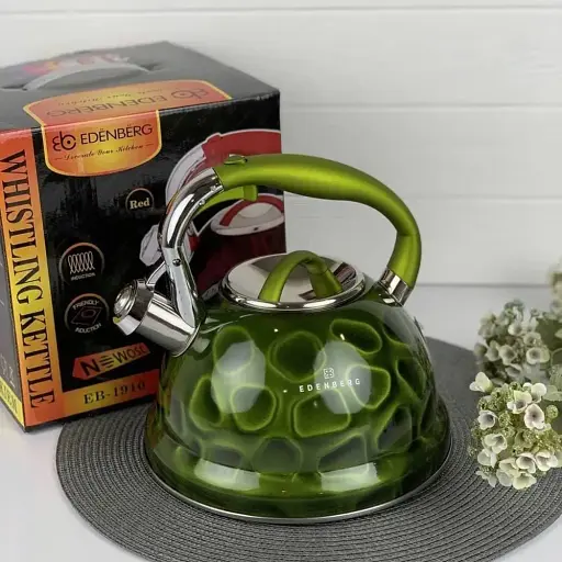 Чайник из нержавеющей стали 3.0 л для индукционной плиты Edenberg EB-1910 зеленый - фото 5