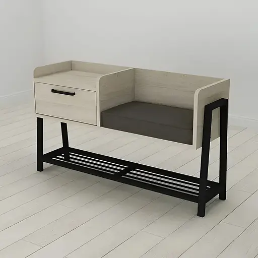 Банкетка з тумбочкою Ferrum-decor Бланка 540x1000x320 метал Чорний ДСП Сонома 16 мм (FRD-103027)