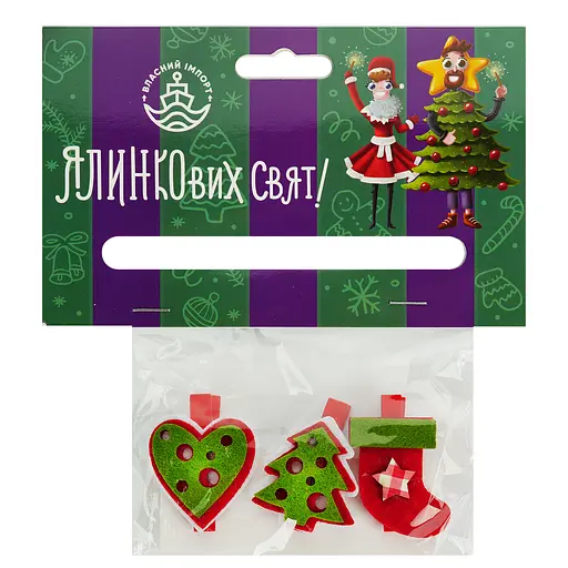 Набір прищіпок новорічних декоративих Market Union 3 шт. (675269) - фото 3