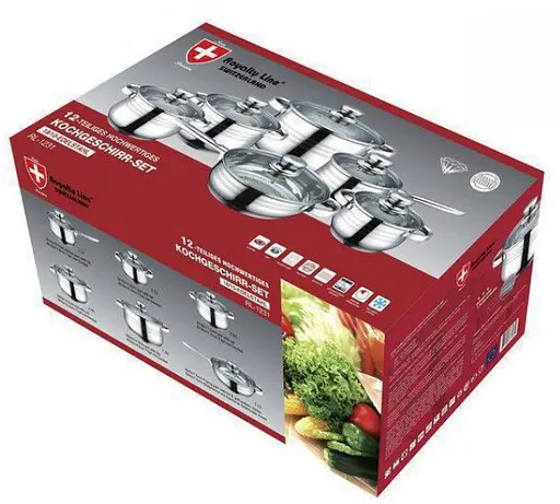 Набір каструль з кришками та сковородою Royalty Line RL-1231, 12 предметів - фото 8