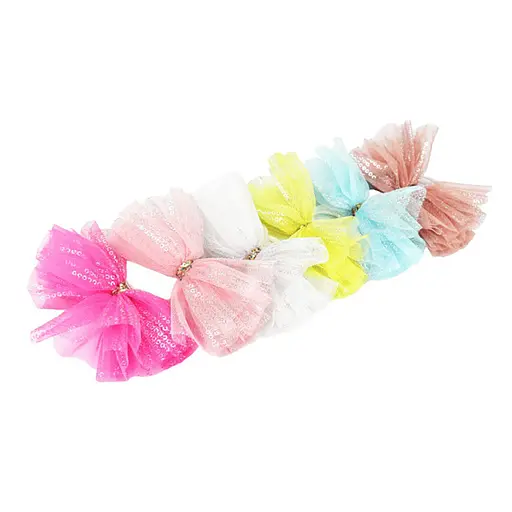 Дитячі резинки для волосся Бантик фатиновий La-beauty 0302-876, 6 шт - фото 1