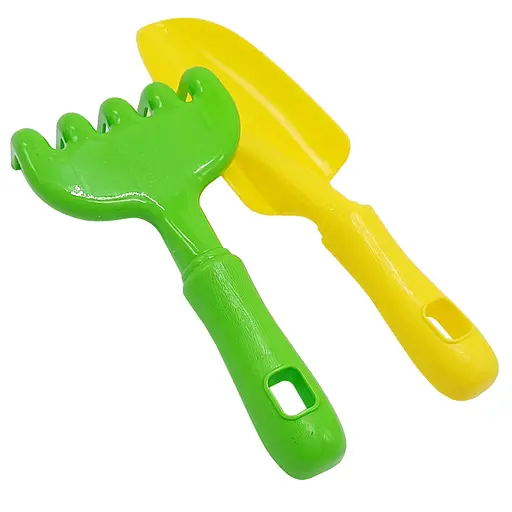 Набір для пісочниці "Ромашка №5" Colorplast 1135 лопатка, граблі Зелено-жовтий - фото 1