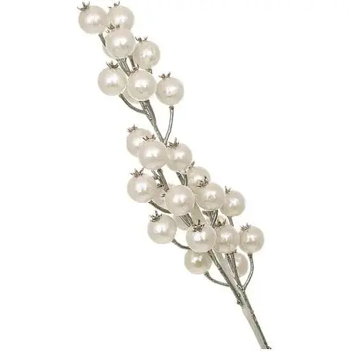 Ветка декоративная 55 см Искусственные материалы для декора и флористики с жемчугом Белый - фото 1