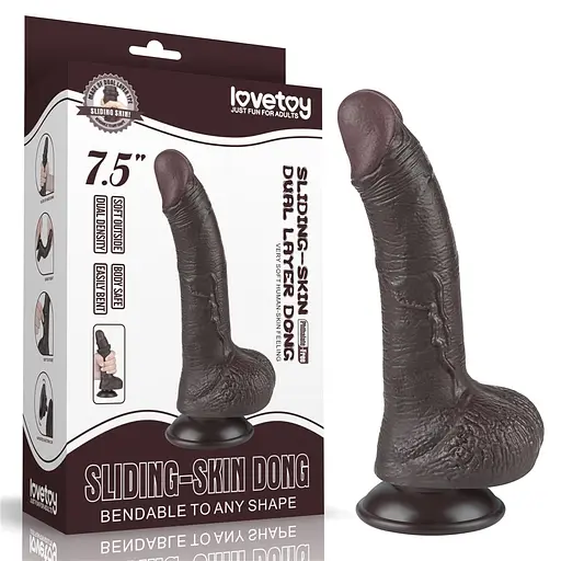 Фалоімітатор Sliding-Skin Dual Layer Dong 7.5'' 19.5 см чорний - фото 13
