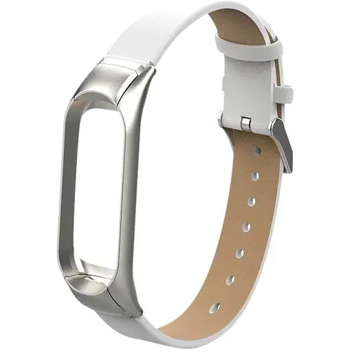 Ремінець для фітнес-браслета Amazfeel для Steel Leather design bracelet for Xiaomi Mi Band 3 Modern White
