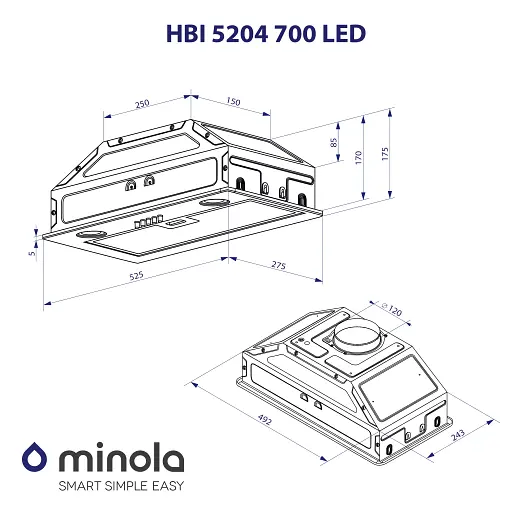 Вытяжка полновстраиваемая Minola HBI 5204 I 700 LED - фото 10