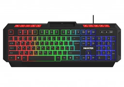 Клавиатура Maxxter KBG-UML-02B-UA, черный, USB, 104 кнопки, LED подсветка, крепление для телефона, 1.8 м - фото 1