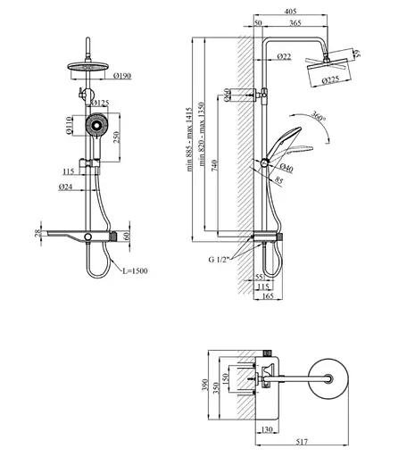 Душевая система Kroner KRP Armada - W065 (CV033872) - фото 14
