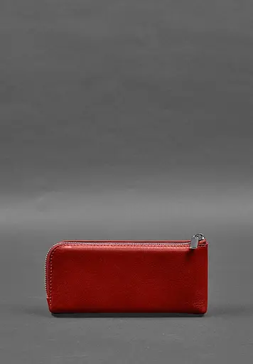 Кожаный портмоне-купюрник на молнии 14.0 красный - фото 7